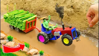 diy mini tractor dengerous stuck in mud with full trolley bamboo science project