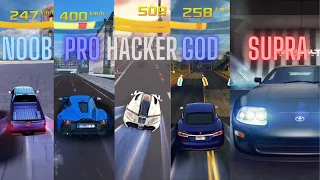 Asphalt 8 Noob vs Pro vs Hacker vs God vs ...  SUPRA!