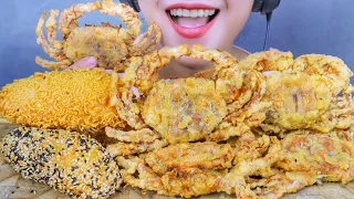 ASMR FRIED SOFT SHELL CRAB X CHEESE CORN DOG , EATING SOUNDS | LINH-ASMR