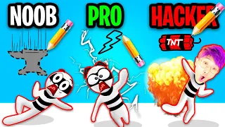 NOOB vs PRO vs HACKER In DRAW HERO 3D!? (ALL LEVELS!)