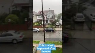 Heavy rain after thunder in New York USA