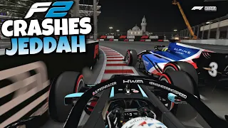 REALISTIC F2 CRASHES SAUDI ARABIAN GP!