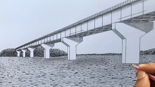 How to Draw a Beam Bridge in 1-Point Perspective