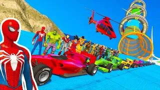 hombre araña y superhéroe coches de carreras de f1 desafío de montaña GTA 5