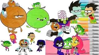 Teen Titans Go Coloring Book Compilation Raven Starfire Beast Boy Robin Cyborg Rainbow Splash