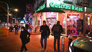 Evening walk in Queens, Jackson Heights on Roosevelt Avenue