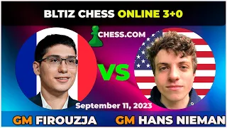 Alireza Firouzja vs Hans Niemann | Blitz Chess 3+0 | ChessCom | September 11, 2023