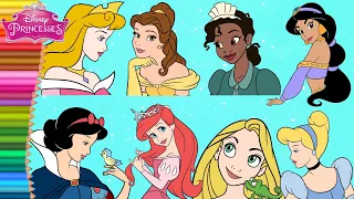 Coloring Disney Princess Ariel Jasmine Rapunzel Cinderella & More - Coloring Pages