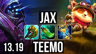 JAX vs TEEMO (TOP) | 70% winrate, 9/2/4, Dominating | EUW Challenger | 13.19