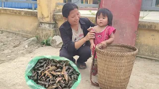 A poor single mother went to the stream to catch snails to sell at the marketing.@Daothixuan86