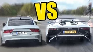 AUDI RS7 vs LAMBORGHINI AVENTADOR - SOUND BATTLE!