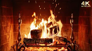 🔥 Christmas Fireplace Burning & Crackling 🎄 4K Yule Log Christmas Fireplace Ambience