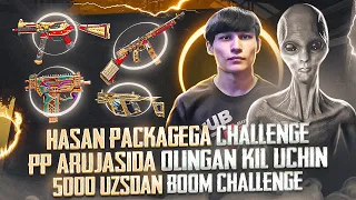 🔥HASAN PACKAGEGA CHALLENGE 😱PP ARUJASIDA OLINGAN KIL UCHIN 5000 UZSDAN 🤩BOOM CHALLENGE