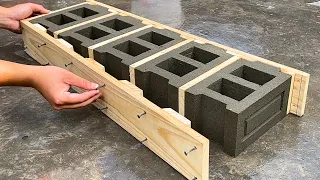Casting 5 Perforated Bricks at the Same Time From Pallet Molds and Cement - Simple and Easy to do