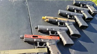 Disparando Todas LAs pistolas  Glock  ´s 🤯🤯  calibres 22lr 9mm .40 .45 10mm