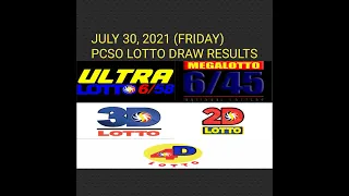 PCSO Lotto Draw Results Tonight 9pm July 30, 2021 (Friday) 6/58 6/45 3D 2D 4D + Target sa Lotto