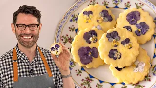 Pressed Flower Shortbread Cookies