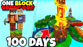 I Survived 100 Days On ONE BLOCK with YouTubers in Minecraft Hardcore!