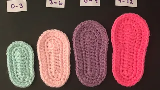 How to crochet baby shoes sole 0-12 months