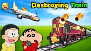 Shinchan And Nobita Destroying Train 😱 || 😂 Funny Game Teardown