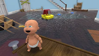 Baby Tries To Survive FLOOD! (who's your daddy)