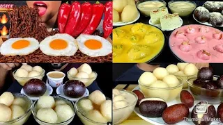 DESSERTS! 😋 RASGULLA, RAS MALAI, GOLAB JAMUN, CREAM JAM, KALOJAM ASMR MUKBANG EATING || #Loverspoint