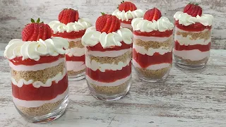 Эффектный и быстрый КЛУБНИЧНЫЙ ДЕСЕРТ без выпечки и желатина! Dessert recipe without baking