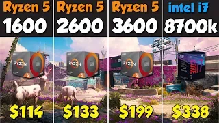 Ryzen 5 3600 vs. Ryzen 5 2600 vs. Ryzen 5 1600 vs. i7 8700K