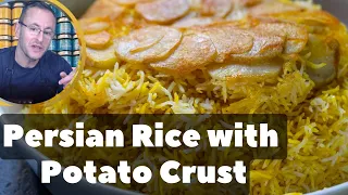 How to Make Perfect Persian Saffron Rice with potato crust. Persian-Style Rice with tahdig.