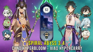 C1 Cyno Hyperbloom and C0 Xiao Hypercarry - Genshin Impact Abyss 3.4 - Floor 12 9 Stars