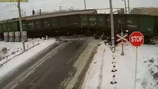 Truck crashed into train (Kazakhstan)