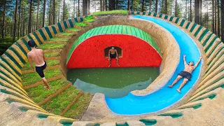 Build Underground Swimming Pool Water Slide Around Secret Underground Watermelon House