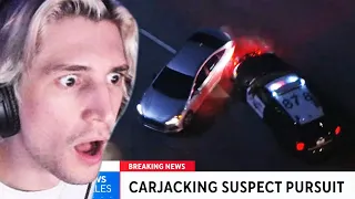 Carjacking Turns Into INSANE Police Pursuit | xQc Reacts