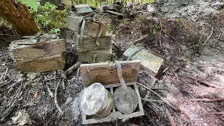 Раскопали блиндаж набитый ящиками/Dug up a dugout full of boxes