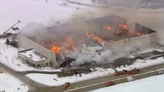 LIVE: Large warehouse fire burning in Bartlett, Illinois outside Chicago