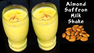 Almond Saffron Milk Shake/Kesar Badam Milk Shake Recipe| Healthy and Tasty