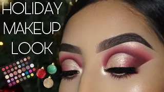 HOLIDAY MAKEUP TUTORIAL | Red Half Cut Crease 🎄