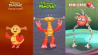 ALL Dawn of Fire Vs My Singing Monsters Vs Raw Zebra Redesign Comparisons