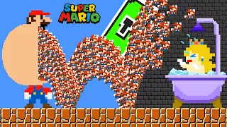 Super Mario Bros. but Mario and 999 Tiny Mario INVADE Peach's Bathroom | Game Animation