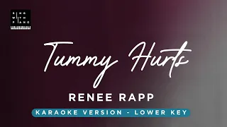 Tummy hurts - Renee Rapp (LOWER key Karaoke) - Piano Instrumental Cover with Lyrics