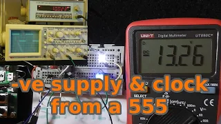 Negative op amp supply using a NE555, plus a 10kHz source