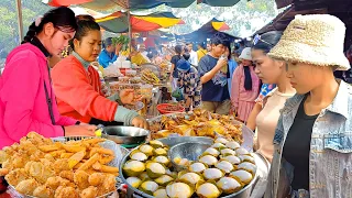 Amazing! Cambodia Countryside Street Food - Palm Cake, Desserts, Shrimps, Chicken, Fish Cake, & More