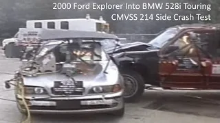 2000 Ford Explorer Into 2000 BMW 5-Series Touring (E39 - 528i) CMVSS 214 Side Crash Test (54 Km/h)