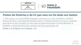 Culto Online CCB 08/12 2021 - 15:00