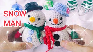 Crochet Snow Man☃️☃️☃️        #crochet #diy #handmade #christmas #snowman #amigurumi móc người tuyết