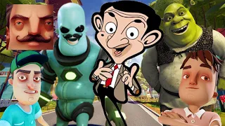 Hello Neighbor - New Secret Neighbor Crash Bandicoot Shrek Alien Mr Bean History Gameplay