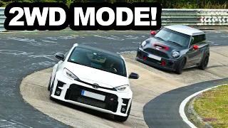 Nürburgring FWD hot hatch battle - Toyota GR Yaris [FWD] vs Mini R56 JCW GP2