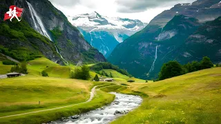 Switzerland amazing Beautiful Alps and Waterfall Walking Tour🇨🇭