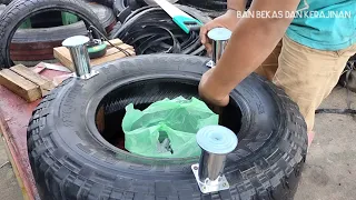 the easiest way to make table and chairs from used tires