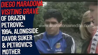 Diego Maradona at Grave of Drazen Petrovic 1994 | Alongside with Davor Suker and Drazen's Mum